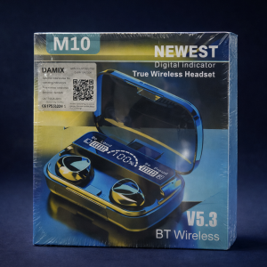 M10 TWS Wireless Bluetooth Earbuds – Bluetooth V5.3 Earphones with Smart LED Power Display & Heavy Bass Charging Case